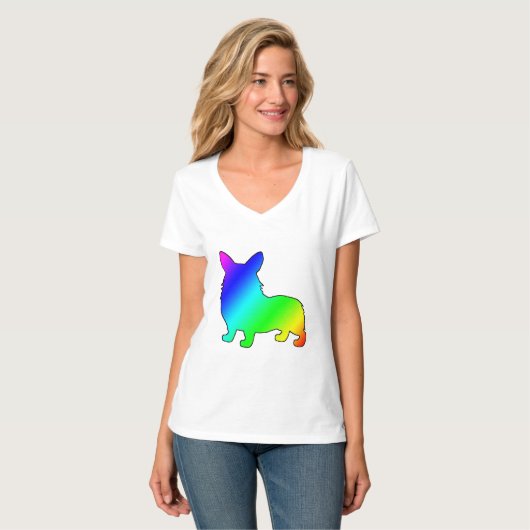 Regenbogen-WaliserCorgi T-Shirt (Vorderseite Vollansicht)