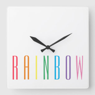 REGENBOGEN Wanduhr Quadratisch