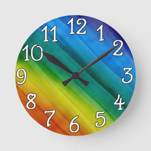 Regenbogen-Wanduhr Runde Wanduhr (Vorderseite)