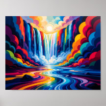 Regenbogen-Wasserfall-Abstraktes Wandkunst-Print