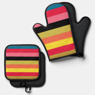 Regenbogen Wasserfall Streifen Ofenhandschuh & Topflappen-Set