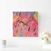 Regenbogen Wasserfallmalerei Quadratische Wanduhr (Zuhause)