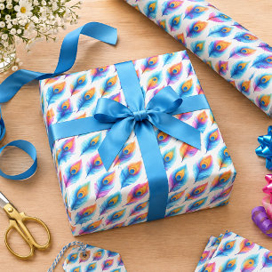 Regenbogen-Wasserfarbe 1. Geburtstag Farbige Bab Geschenkpapier