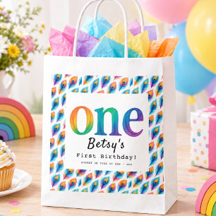 Regenbogen-Wasserfarbe 1. Geburtstag Farbige Bab Geschenktütchen