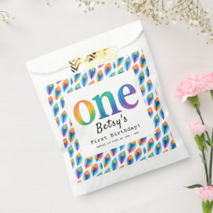Regenbogen-Wasserfarbe 1. Geburtstag   Farbige Bab Geschenktütchen