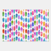 Regenbogen Wasserfarbe Eiscreme Pop Muster Geschenkpapier Set (Vorderseite 3)