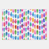 Regenbogen Wasserfarbe Eiscreme Pop Muster Geschenkpapier Set (Vorderseite)