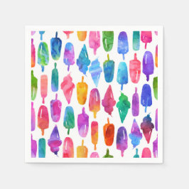 Regenbogen Wasserfarbe Eiscreme Pop Muster Serviette