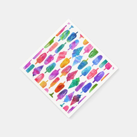 Regenbogen Wasserfarbe Eiscreme Pop Muster Serviette (Ecke)