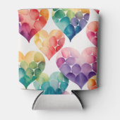 Regenbogen Wasserfarbe Herzmuster Dosenkühler (Vorderseite)