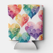 Regenbogen Wasserfarbe Herzmuster Dosenkühler (Rückseite)