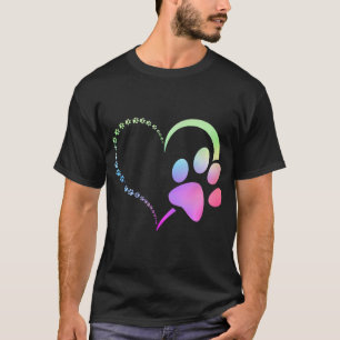 Regenbogen Wasserfarbe Hundepfotenabdruck Pfoten H T-Shirt