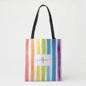 Regenbogen-Wasserfarbe-Monogramm-Name Anfangsbuchs Tasche (Vorderseite)