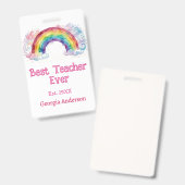 Regenbogen Wasserfarbe Pastell bester Lehrer ever  Ausweis (Vorder- & Rückseite)