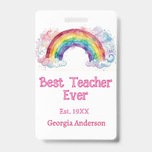 Regenbogen Wasserfarbe Pastell bester Lehrer ever Ausweis