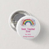 Regenbogen Wasserfarbe Pastell bester Lehrer ever Button (Vorne & Hinten)