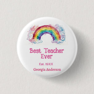 Regenbogen Wasserfarbe Pastell bester Lehrer ever Button