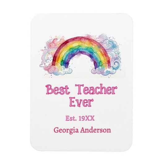 Regenbogen Wasserfarbe Pastell bester Lehrer ever Magnet (Vertikal)