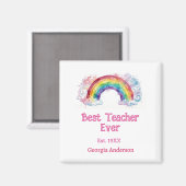 Regenbogen Wasserfarbe Pastell bester Lehrer ever Magnet (Vorderseite/Rückseite)