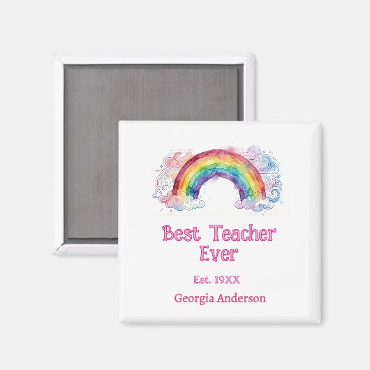 Regenbogen Wasserfarbe Pastell bester Lehrer ever Magnet (Vorderseite/Rückseite)