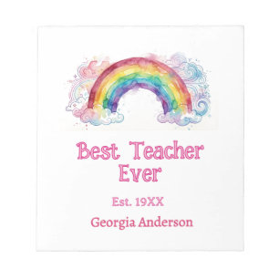 Regenbogen Wasserfarbe Pastell bester Lehrer ever Notizblock