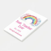 Regenbogen Wasserfarbe Pastell bester Lehrer ever  Post-it Klebezettel (angewinkelt)