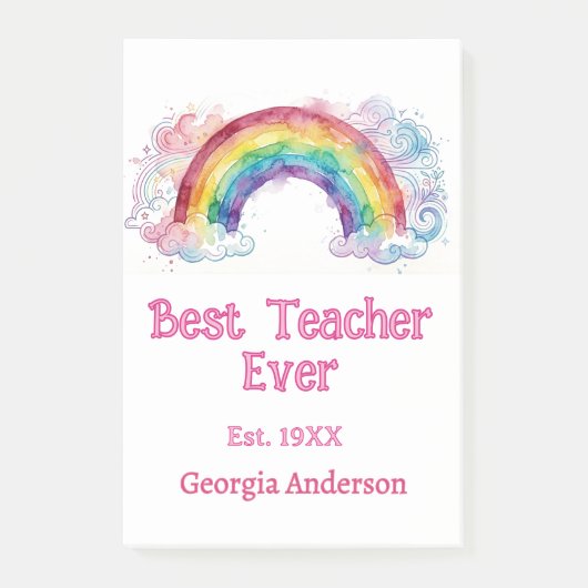 Regenbogen Wasserfarbe Pastell bester Lehrer ever  Post-it Klebezettel (Vorderseite)