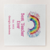 Regenbogen Wasserfarbe Pastell bester Lehrer ever Puzzle (Horizontal)