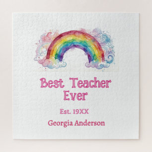 Regenbogen Wasserfarbe Pastell bester Lehrer ever Puzzle
