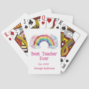 Regenbogen Wasserfarbe Pastell bester Lehrer ever  Spielkarten