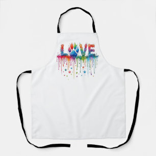 Regenbogen-Wasserfarbe-Pfotenabdruck LOVE-Groomer- Schürze