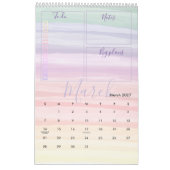 Regenbogen Wasserfarbe Pinselstriche Monatsplaner Kalender (Mär 2027)