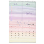 Regenbogen Wasserfarbe Pinselstriche Monatsplaner Kalender (Mär 2026)
