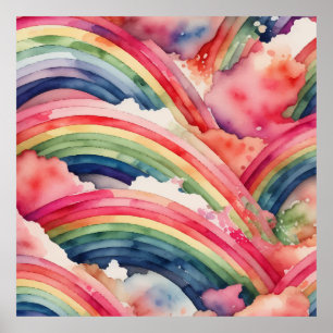 Regenbogen-Wasserfarbe Poster