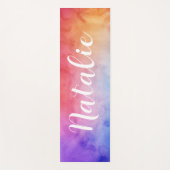 Regenbogen-Wasserfarbe-Script-Monogramm-Name Yogamatte (Vorderseite)
