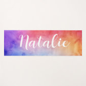 Regenbogen-Wasserfarbe-Script-Monogramm-Name Yogamatte (Vorderseite (Horizontal))