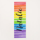 Regenbogen-Wasserfarbe-Skript-Monogramm-Name Yogamatte (Vorderseite)