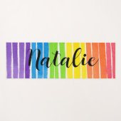 Regenbogen-Wasserfarbe-Skript-Monogramm-Name Yogamatte (Vorderseite (Horizontal))