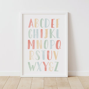 Regenbogen-Wasserfarben-Alphabet ABC-Klassenzimmer Poster