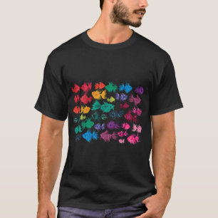 Regenbogen-Wasserfarben-Fischmuster T-Shirt