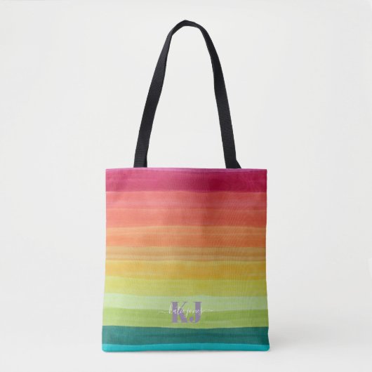 Regenbogen-Wasserfarben-Gradient | Monogramm Tasche (Vorderseite)