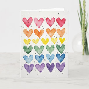 Regenbogen-Wasserfarben-Herzen-Grußkarte Karte