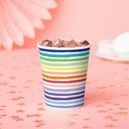 Regenbogen-Wasserfarben-Pinsel-Streifenmuster Pappbecher