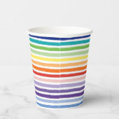 Regenbogen-Wasserfarben-Pinsel-Streifenmuster Pappbecher (Rechts)