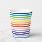 Regenbogen-Wasserfarben-Pinsel-Streifenmuster Pappbecher (Vorderseite)