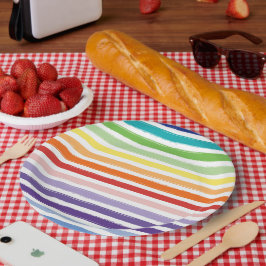 Regenbogen-Wasserfarben-Pinsel-Streifenmuster Pappteller