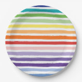 Regenbogen-Wasserfarben-Pinsel-Streifenmuster Pappteller (Vorderseite)