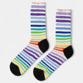 Regenbogen-Wasserfarben-Pinsel-Streifenmuster Socken (Linkes Detail)