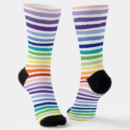 Regenbogen-Wasserfarben-Pinsel-Streifenmuster Socken