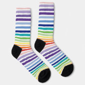 Regenbogen-Wasserfarben-Pinsel-Streifenmuster Socken (Rechts)